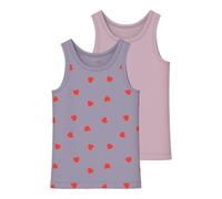 Unterhemd NAME IT "NMFTANK TOP 2P LAVENDER HEARTS NOOS", Mädchen, Gr. 92, 2 Stk., N-Gr, lavender gray, Jersey, Obermaterial: 95% Baumwolle, 5% Elasthan, bedruckt, unifarben, Rundhals, Unterhemden Unte