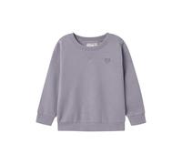 Sweatshirt NAME IT "NMFVIMA LS SWEAT BRU NOOS", Mädchen, Gr. 104, lavender gray, angeraute Sweatware, Obermaterial: 60% Baumwolle, 40% Polyester, meliert, unifarben, Basic normal, Rundhals, Rippbündch