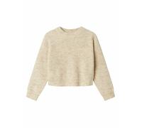 Strickpullover NAME IT "NKFHOLLY LS BOXY SHORT KNIT NOOS", Kinder, Gr. 116, pure cashmere (blank), Strick, Obermaterial: 79% Polyester, 13% Polyacryl, 5% Wolle, 3% Elasthan, meliert, unifarben, bequem