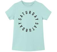 NAME IT Mädchen T-Shirt Kurzarm Weekend Wochenende (122-128, Saturday)