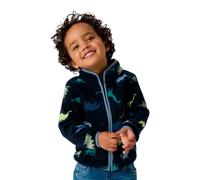 Fleecejacke NAME IT "NMMMEEKO FLEECE JACKET AOP2", Jungen, Gr. 92, bunt (schwarz sapphire aop:dino), Fleece, Obermaterial: 100% Polyester, bedruckt, Basic normal, elastischer Bund, Jacken Fleecejacke