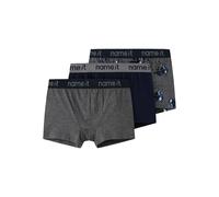 Trunk NAME IT "NKMBOXER 3P DARK GREY MEL SKULL NOOS", Jungen, Gr. 134/140, 3 Stk., grau (dunkelgrau melange pack:w, dunkelgrau melange, schwarz sapphire), Jersey, Obermaterial: 95% Baumwolle, 5% Elast