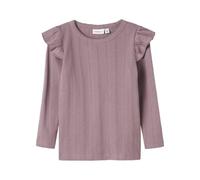Longtop NAME IT "NMFJULIA LS SLIM TOP NOOS", Mädchen, Gr. 110, lila (elderberry), Jersey, Obermaterial: 100% Baumwolle, unifarben, normal hüftbedeckend, Rundhals, abgesteppte Kante, Tops Longtop, mit 