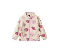 Outdoorjacke NAME IT "NMFMEEKO FLEECE JACKET BERRY", Mädchen, Gr. 104, grau (fog), Fleece, Obermaterial: 100% Polyester, bedruckt, kontrastfarbene Details, regular fit normal, eingefasste Kante, Jacke