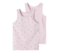 Unterhemd NAME IT "NMFTANK TOP 2P WINSOME HEARTS NOOS", Kinder, Gr. 92, N-Gr, rosa (winsome orchid), Jersey, Obermaterial: 95% Baumwolle, 5% Elasthan, bedruckt, casual, normal, Rundhals, ärmellos, Unt