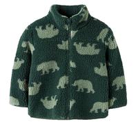 Plüschjacke NAME IT "NMMMONICO TEDDY JACKET AOP NOOS", Jungen, Gr. 110, jungle grün, Teddy, Obermaterial: 100% Polyester, bedruckt, normal normal, elastischer Bund, Jacken, Kunstfaser, normal geschnit