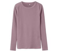 Langarmshirt NAME IT "NKFNAKAL LS TOP NOOS", Mädchen, Gr. 116, lila (elderberry), Jersey, Obermaterial: 95% Baumwolle, 5% Elasthan, unifarben, normal hüftlang, Rundhals, abgesteppte Kante, Shirts Lang