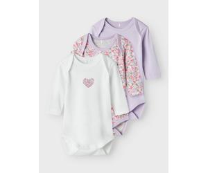 NAME IT - NBFBODY 3P LS LILAC PETIT FLOWER NOOS pastel lilac - Gr. - 80
