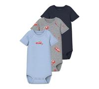 Name It Kurzarmbody NBMBODY 3P SS FIRETRUCK NOOS - 100% Baumwolle, Grau Melange, Gr. 68