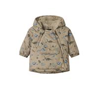 NAME IT Winterjacke mit Kapuze Plüschfutter Dinos 68 beige/bunt
