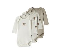 Name it - Kid's Body L/S Pumice Bear 3-Pack - Alltagsunterwäsche, Gr. 74, weiß (PumiceStone/JetStream/WeatheredTeak)