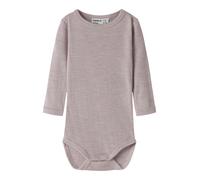 Langarmbody NAME IT "NBNWAX WOOL RIB LS BODY NOOS", Kinder, Gr. 56, N-Gr, violet ice, Rippstrick, Obermaterial: 100% Wolle, unifarben, Rundhals, Bodys, aus reiner Merinowolle (36948262-56) violet ice
