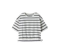 T-Shirt NAME IT "NKFFUNION SS CROPPED BOXY TOP NOOS", Mädchen, Gr. 122 (128), jet stream stripes:schwarz sapphire, Jersey, Obermaterial: 100% Baumwolle, geringelt, gestreift, regular fit kurz, Rundhal