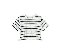 T-Shirt NAME IT "NKFFUNION SS CROPPED BOXY TOP NOOS", Mädchen, Gr. 158 (164), jet stream stripes:schwarz sapphire, Jersey, Obermaterial: 100% Baumwolle, geringelt, gestreift, regular fit kurz, Rundhal