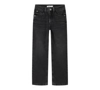 Straight-Jeans NAME IT "NKFROSE HW STRAIGHT JEANS 9222-RM NOOS", Mädchen, Gr. 146, N-Gr, blau (schwarz denim), Denim/Jeans, Obermaterial: 100% Baumwolle, Abriebeffekte, straight fit lang, Jeans Straig