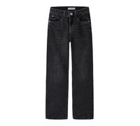 Straight-Jeans NAME IT "NKFROSE HW STRAIGHT JEANS 9222-RM NOOS", Mädchen, Gr. 116, N-Gr, blau (schwarz denim), Denim/Jeans, Obermaterial: 100% Baumwolle, Abriebeffekte, straight fit lang, Jeans Straig