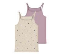 Name it - Kid's NKFStrap Top Peyote Hearts 2-Pack - Top, Gr. 134-140, grau/rosa (PeyoteMelange/MauveShadows)