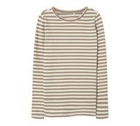 NAME IT Mädchen Nkfsuraja Xsl Ls Top Noos, Mocha Meringue/Pattern:stripe, 158-164