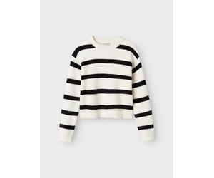Name it-NKFVNILLA LS SH KNIT-Cloud Dancer/W. Black - 158/164
