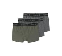 Trunk NAME IT "NKMBOXER 3P NOOS", Jungen, Gr. 122/128, 3 Stk., grau (tea leaf pack:w, 2 x dunkelgrau melange), Jersey, Obermaterial: 95% Baumwolle, 5% Elasthan, meliert, eng, Unterhosen (33378969-122)