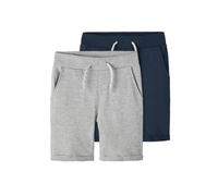 NAME IT Jungen NKMVERMO 2P Long SWE UNB F NOOS Shorts, Grey Melange/Pack:Packed with Dark Sapphire, 146 (2er Pack)