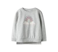Sweatshirt NAME IT "NMFBISSINE LS NREG SWE UNB BOX PB", Mädchen, Gr. 98, light grau melange, Sweatware, Obermaterial: 100% Baumwolle, bedruckt, meliert, normal normal, Rundhals, Sweatshirts Sweatshirt