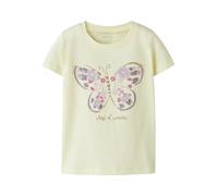 T-Shirt NAME IT "NMFDEPPA SS TOP BOX", Mädchen, Gr. 98, pear sorbet, Jersey, Obermaterial: 100% Baumwolle, bedruckt, unifarben, normal normal, Rundhals, Shirts T-Shirt (66462461-98) pear sorbet