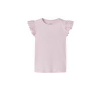 T-Shirt NAME IT "NMFHAVELLE CAP SL TOP", Mädchen, Gr. 116, cradle pink, Jersey, Obermaterial: 95% Baumwolle, 5% Elasthan, unifarben, normal normal, Rundhals, Rüschen, Shirts T-Shirt, Baumwollmischung,