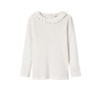 Langarmshirt LIL' ATELIER "NMFRACHEL NIS LS SLIM TOP LIL NOOS", Mädchen, Gr. 116, coconut milk, Jersey, Obermaterial: 50% Baumwolle, 50% Modal, unifarben, slim fit normal, Rundhals, Shirts Langarmshir