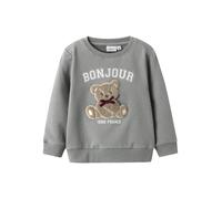 Sweatshirt NAME IT "NMFREAR LS SWEAT BRU", Mädchen, Gr. 104, grau melange, Sweatware, Obermaterial: 95% Baumwolle, 5% Elasthan, bedruckt, Rundhals, Sweatshirts Sweatshirt (77996210-104) grau melange