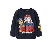 Sweatshirt NAME IT "NMMJEEP PAW NREG SWEAT BRU NOOS CPLG", Jungen, Gr. 122/128, navy blazer, angeraute Sweatware, Obermaterial: 95% Baumwolle, 5% Elasthan, bedruckt, unifarben, Basic hüftlang, Rundhal