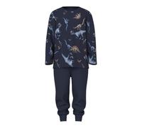 Name It Schlafanzug NMMNIGHTSET Navy Dino – Jungen, Gr. 110/116, Jersey, 95% Baumwolle, Blau
