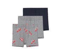 Trunk NAME IT "NMMTIGHTS 3P GREY FIRETRUCK NOOS", Jungen, Gr. 98, 3 Stk., grau melange, Jersey, Obermaterial: 95% Baumwolle, 5% Elasthan, bedruckt, unifarben, eng, Unterhosen (69305144-98) grau melang