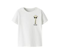 T-Shirt NAME IT "NMMVUX SS TOP", Jungen, Gr. 104, hellweiß print:giraffe, Jersey, Obermaterial: 95% Baumwolle, 5% Elasthan, bedruckt, normal normal, Rundhals, Shirts T-Shirt, Baumwollmischung, regular