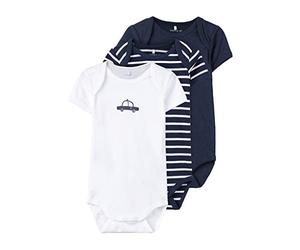 Name IT NOS Baby - Jungen NBMBODY 3P SS Dark Sapphire YD NOOS Strampler,3per Pack Blau (Dark Sapphire Dark Sapphire),50 (Herstellergröße:50)
