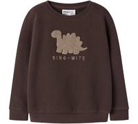 Sweatshirt NAME IT "NMMOBEAR NREG SWEAT UNB", Jungen, Gr. 80, french roast, Sweatware, Obermaterial: 51% Baumwolle, 35% Polyester, 14% Viskose, bestickt, unifarben, normal hüftlang, Rundhals, Rippbünd