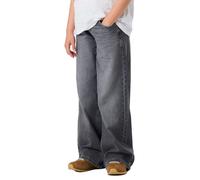 Weite Jeans NAME IT "NKFROSE für Mädchen mit weitem Bein und klassischem Sitz", Mädchen, Gr. 140, N-Gr, medium grau denim, Denim/Jeans, Obermaterial: 100% Baumwolle, leichte Abriebeffekte, normal knöc