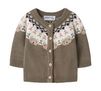 NAME IT Strickjacke Bär 86 khaki/bunt