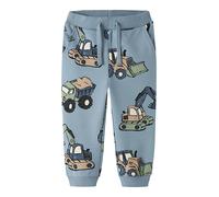 Sweathose NAME IT "NMMKARK NREG SWEAT PANT UNB BOX", Jungen, Gr. 104, N-Gr, ashley blau, Sweatware, Obermaterial: 95% Baumwolle, 5% Elasthan, bedruckt, regular fit lang, Hosen Sweathose, Baumwollmisch