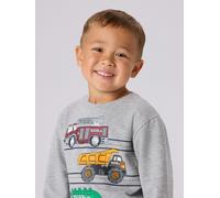 Sweatshirt NAME IT "NMMJORGE TONKA NREG SWEAT UNB CPLG", Jungen, Gr. 104, grau (grau melange), Sweatware, Obermaterial: 95% Baumwolle, 5% Elasthan, bedruckt, regular fit normal, Rundhals, Rippbündchen