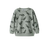 Sweatshirt NAME IT "NMMKASSE LS NREG SWEAT UNB", Jungen, Gr. 104, grün milieu, Sweatware, Obermaterial: 95% Baumwolle, 5% Elasthan, bedruckt, regular fit normal, Rundhals, Rippbündchen, Sweatshirts Sw