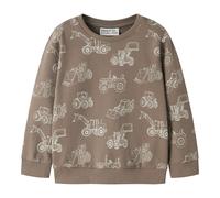 Sweatshirt NAME IT "NMMVARON für Jungen mit Alloverprint und Rippbündchen", Jungen, Gr. 116, fossil, Sweatware, Obermaterial: 100% Baumwolle, bedruckt, normal normal, Rundhals, Rippbündchen, Sweatshir