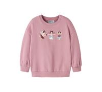 Sweatshirt NAME IT "NMFVALONA LS LONG RLX SWEAT UNB", Mädchen, Gr. 122/128, rosa (lilas print), Sweatware, Obermaterial: 100% Baumwolle, bedruckt, relaxed fit normal, Rundhals, Rippbündchen, Sweatshir
