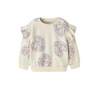 Sweatshirt NAME IT "NMFKIWILE LS NREG SWEAT UNB", Mädchen, Gr. 92, beige (antique weiß), Sweatware, Obermaterial: 95% Baumwolle, 5% Elasthan, bedruckt, regular fit normal, Rundhals, Rippbündchen, Swea