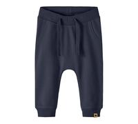 Sweathose NAME IT "NBNTAKKI für Mädchen und Jungen mit Kordelzug", Baby, Gr. 110, N-Gr, blau (schwarz sapphire), Sweatware, Obermaterial: 95% Baumwolle, 5% Elasthan, unifarben, casual, normal knöchell