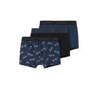 Trunk NAME IT "NKMBOXER 3P TITAN SKATER NOOS", Jungen, Gr. 134/140, 3 Stk., schwarz (titan pack:w, titan, schwarz), Jersey, Obermaterial: 95% Baumwolle, 5% Elasthan, bedruckt, bequem, Unterhosen (1304