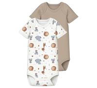 NAME IT Unisex Baby Nbnbody 2p Ss Beige Animal Noos, Bright White, 56