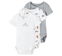 NAME IT Unisex Baby NBNBODY 3P SS Safari NOOS Body, Quarry, 50
