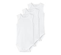 NAME IT Unisex Baby Nbnbody 3p Tank Solid White 2 Noos Strampler (3er Pack)