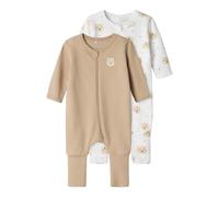 NAME IT Unisex Baby Nbnnightsuit 2p Zip Ff Oxford Bear Noos Schlafanzug, Oxford Tan, 86 EU